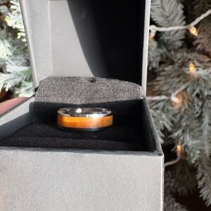 Men's Silver and Wood Inlay Ring